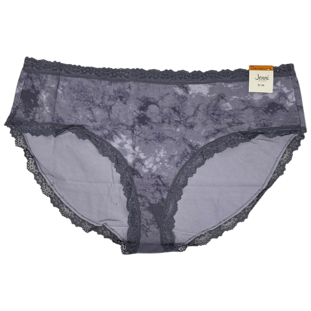 Jenni Intimates‎ Women's 3X Core Panty Grey Marble Lace Trim New With Tags